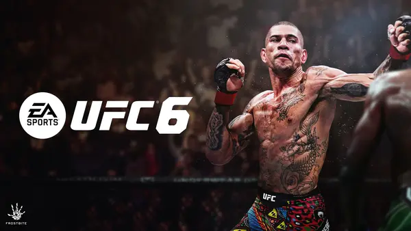 EA Sports UFC 6 promotional key art featuring Alex Pereira throwing a punch with the UFC 6 and Frostbite logos.