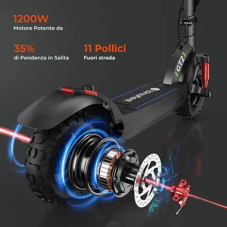 Isinwheel GT2 trottinette électrique tout-terrain 1200W avec pneus de 11 pouces