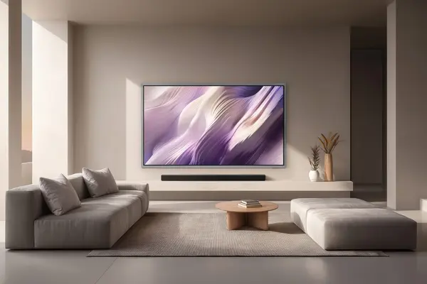 Téléviseur Samsung OLED S99H avec design FloatLayer et finition métallique